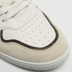 Pre Owned Louis Vuitton Stadium Size 40 White Leather and Suede Lace Up Sneakers