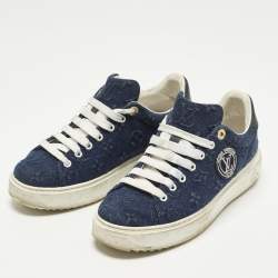 Pre Owned حذاء رياضي لو ي فيتون إسكال تايم آوت كانفاس مونوغرامي أزرق مقاس 39