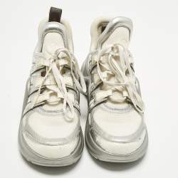 مملوكة مسبقًا حذاء رياضي لوي فيتون أرش لايت  LV شبك وجلد أبيض / ذهبي مقاس 38.5