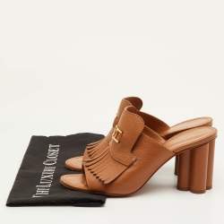 مملوكة مسبقًا صندل لوي فيتون لوغو بفصوص منفوشة جلد بني مقاس 40