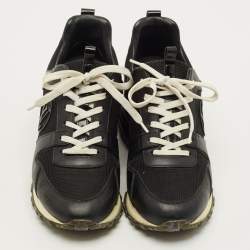 Pre Owned Louis Vuitton Run Away Size 38 Black Leather and Mesh Lace Up Sneakers