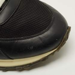 Pre Owned Louis Vuitton Run Away Size 38 Black Leather and Mesh Lace Up Sneakers