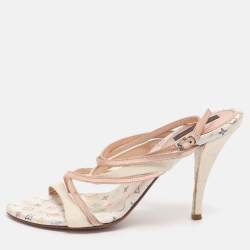 مملوكة مسبقًا Louis Vuitton Size 37 Multicolor Leather and Python Leather Ankle Strap Sandals
