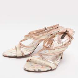 مملوكة مسبقًا Louis Vuitton Size 37 Multicolor Leather and Python Leather Ankle Strap Sandals