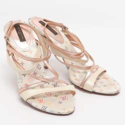 مملوكة مسبقًا Louis Vuitton Size 37 Multicolor Leather and Python Leather Ankle Strap Sandals