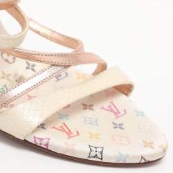 مملوكة مسبقًا Louis Vuitton Size 37 Multicolor Leather and Python Leather Ankle Strap Sandals