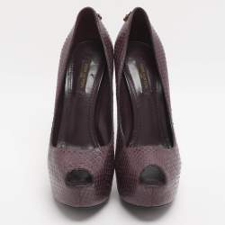 Pre Owned حذاء كعب عالي لوي فيتون أوه ريلي! جلد أسود لامع مقدمة مفتوحة مقاس 37