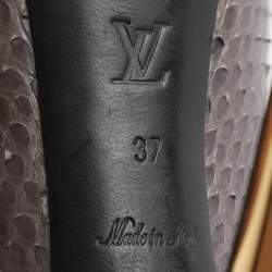 Pre Owned Louis Vuitton Oh Really! Size 37 Grey Python Leather Peep Toe Pumps