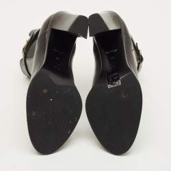 Pre Owned Louis Vuitton Size 39 Black Leather Buckle Details Chelsea Boots