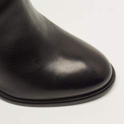 Pre Owned Louis Vuitton Size 39 Black Leather Buckle Details Chelsea Boots