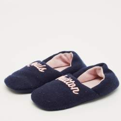 Pre Owned Louis Vuitton Dreamy Size 39 Navy Blue Wool Flats