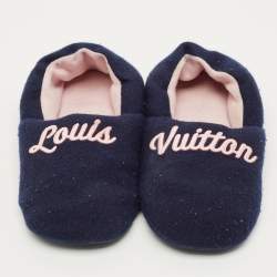 Pre Owned Louis Vuitton Dreamy Size 39 Navy Blue Wool Flats