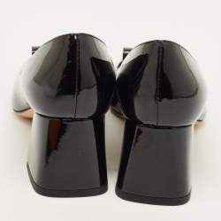 مملوكة مسبقًا حذاء كعب عالي لوي فيتون جلد لامع أسود ومضخة كعب مجوف مقاس 36