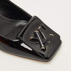 مملوكة مسبقًا حذاء كعب عالي لوي فيتون جلد لامع أسود ومضخة كعب مجوف مقاس 36