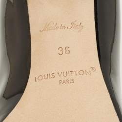 مملوكة مسبقًا حذاء كعب عالي لوي فيتون جلد لامع أسود ومضخة كعب مجوف مقاس 36
