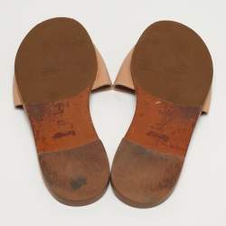 Pre Owned Louis Vuitton Lock It Size 38 Beige Leather Flat Slide