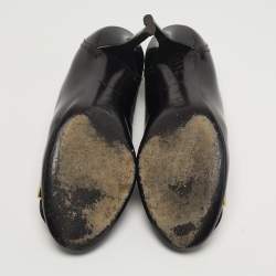 Pre Owned حذاء كعب عالي لوي فيتون شعار جلد برغندي لامع مقدمة دائرية مقاس 37