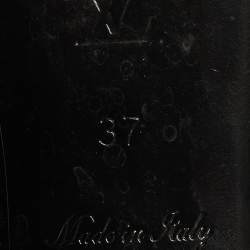 Pre Owned حذاء كعب عالي لوي فيتون شعار جلد برغندي لامع مقدمة دائرية مقاس 37