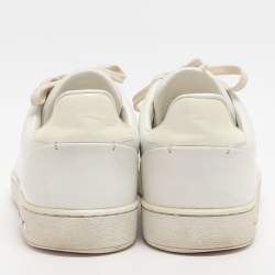 Pre Owned حذاء رياضي لوي فيتون جلد مطبوع بنقش التمساح الأبيض منخفظ القمة مقاس 39