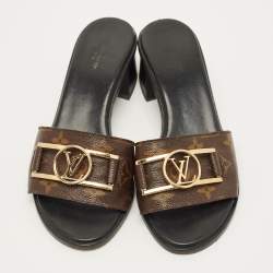 مملوكة مسبقًا Louis Vuitton Lock It Size 38 Brown Monogram Canvas Slide Sandals
