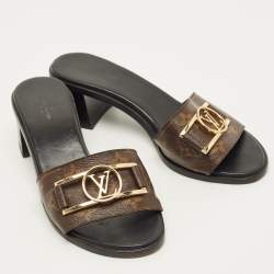 مملوكة مسبقًا Louis Vuitton Lock It Size 38 Brown Monogram Canvas Slide Sandals