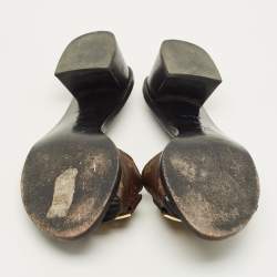 مملوكة مسبقًا Louis Vuitton Lock It Size 38 Brown Monogram Canvas Slide Sandals