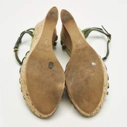 مملوكة مسبقًا Louis Vuitton Size 39 Green Patent Leather Summertime Wedge Sandals