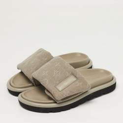 مملوكة مسبقًا صندل فلات لويس فويتون قماش منوغرام رمادي بيلوو بول مقاس 38