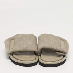 مملوكة مسبقًا صندل فلات لويس فويتون قماش منوغرام رمادي بيلوو بول مقاس 38