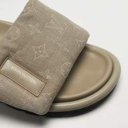 مملوكة مسبقًا صندل فلات لويس فويتون قماش منوغرام رمادي بيلوو بول مقاس 38