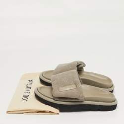 مم لوكة مسبقًا صندل فلات لويس فويتون قماش منوغرام رمادي بيلوو بول مقاس 38