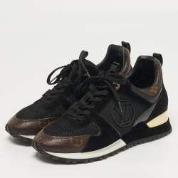 Pre Owned حذاء رياضي لوي فيتون ران أواي نيوبرين جلدي وشبك أسود مقاس 39