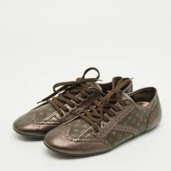 Pre Owned حذاء رياضي لوي فيتون جلد وكانفاس مونوغرامي بني مقوى عنق منخفض مقاس 40