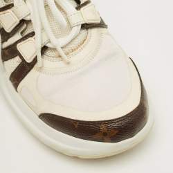Pre Owned Louis Vuitton Archlight Size 36.5 White Monogram Canvas and Mesh Lace Up Sneakers