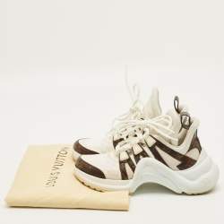 Pre Owned Louis Vuitton Archlight Size 36.5 White Monogram Canvas and Mesh Lace Up Sneakers