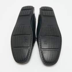 Pre Owned Louis Vuitton Size 40 Black/Beige Monogram Canvas and Leather Buckle Loafers