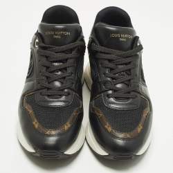 Pre Owned Louis Vuitton Run Away Size 37 Black/Brown Leather and Mesh Low Top Sneakers