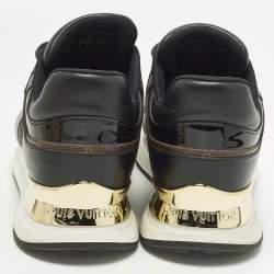 Pre Owned Louis Vuitton Run Away Size 37 Black/Brown Leather and Mesh Low Top Sneakers