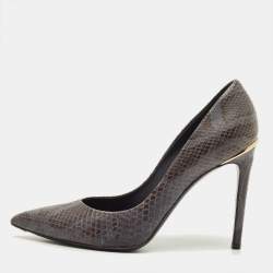 مملوكة مسبقًا Louis Vuitton Eyeline Size 38 Grey Snakeskin Leather Pumps