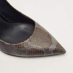 Pre Owned Louis Vuitton Eyeline Size 38 Grey Snakeskin Leather Pumps