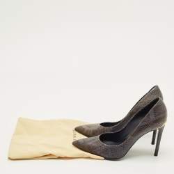 Pre Owned Louis Vuitton Eyeline Size 38 Grey Snakeskin Leather Pumps