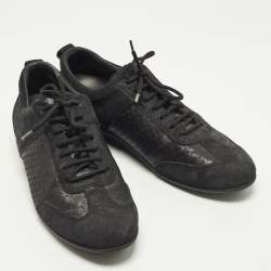 Pre Owned Louis Vuitton Size 41 Black Monongram Satin and Suede Low Top Sneakers