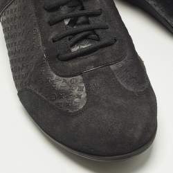 Pre Owned Louis Vuitton Size 41 Black Monongram Satin and Suede Low Top Sneakers