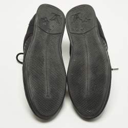 Pre Owned Louis Vuitton Size 41 Black Monongram Satin and Suede Low Top Sneakers