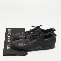 Pre Owned Louis Vuitton Size 41 Black Monongram Satin and Suede Low Top Sneakers