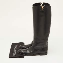 مملوكة مسبقًا حذاء بوت لوي فيتون تراث جلد أسود طول ركبة مقاس 40.5