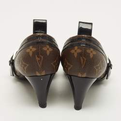 مملوكة مسبقًا حذاء كعب عالي لوي فيتون ماري جان جلد و كانفاس مونوغرامي أسود و بني مقاس 38