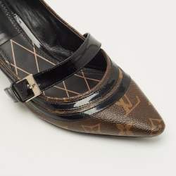 مملوكة مسبقًا حذاء كعب عالي لوي فيتون ماري جان جلد و كانفاس مونوغرامي أسود و بني مقاس 38