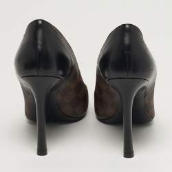 Pre Owned حذاء كعب عالي لوي فيتون شيري جلد وقماش بنقشة الشعار بني مقاس 38