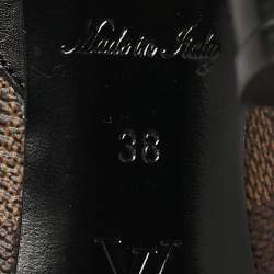 Pre Owned حذاء كعب عالي لوي فيتون شيري جلد وقماش بنقشة الشعار بني مقاس 38